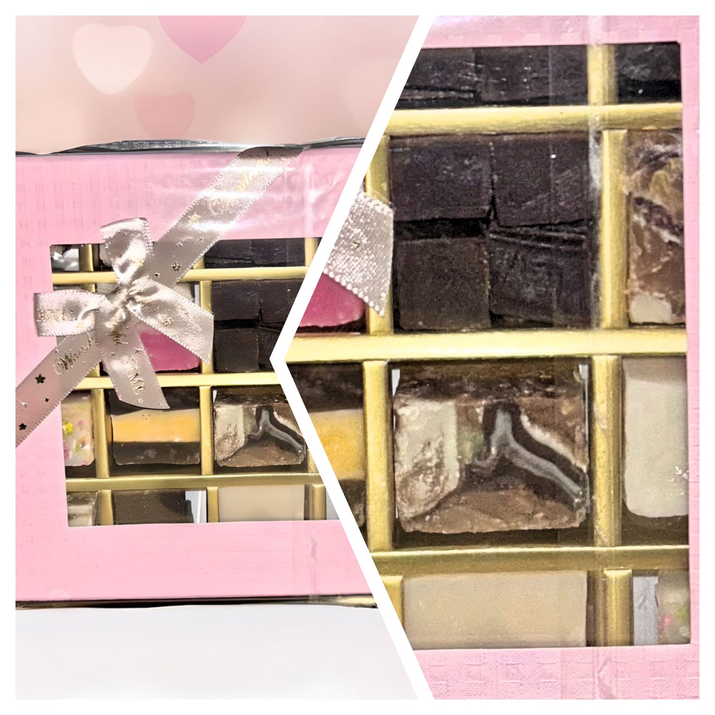 Delicious fudge assortment gift box.