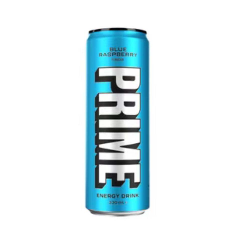 Prime Energy blue raspberry cans