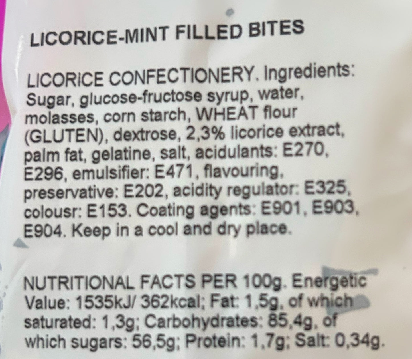 Mint filled liquorice bites