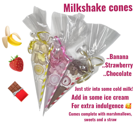 Milkshake Cones Strawberry/Banana/Chocolate