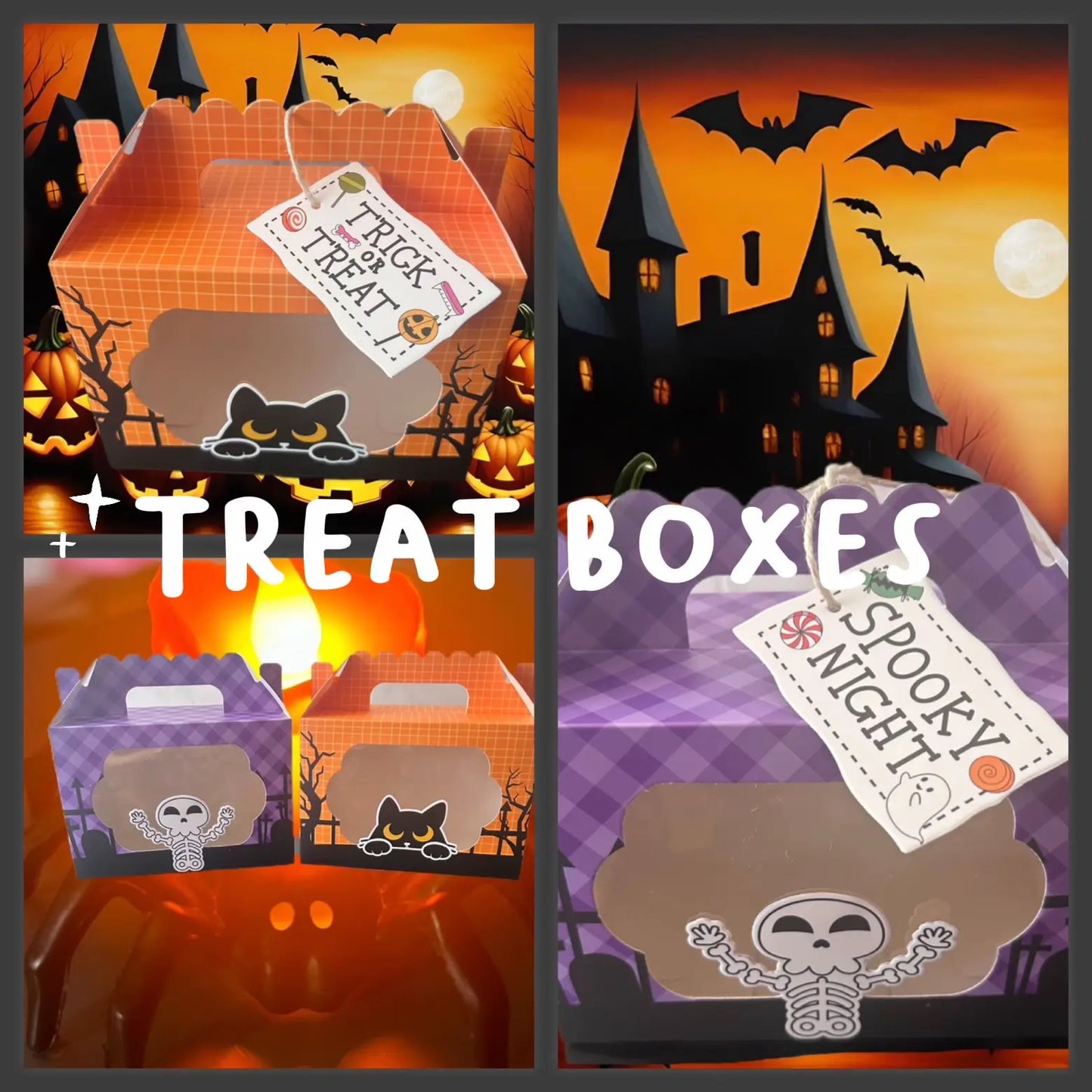 Halloween Treat Boxes filled with sweets & treats.