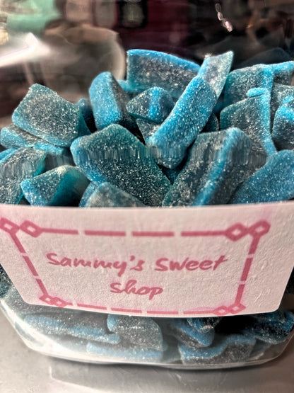 Blue raspberry slices