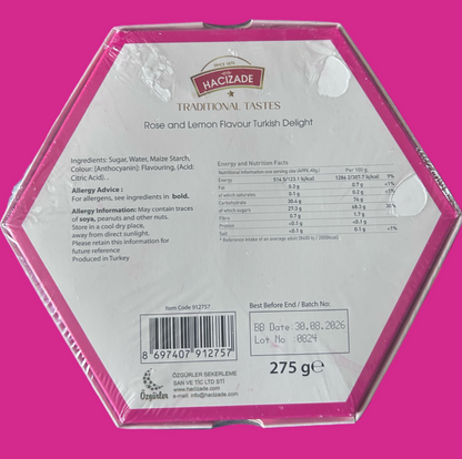 Turkish delight rose & lemon flavours