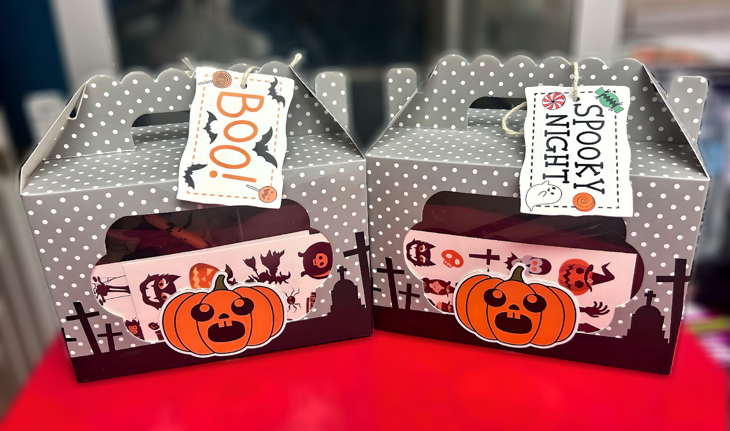 Halloween Treat Boxes filled with sweets & treats.