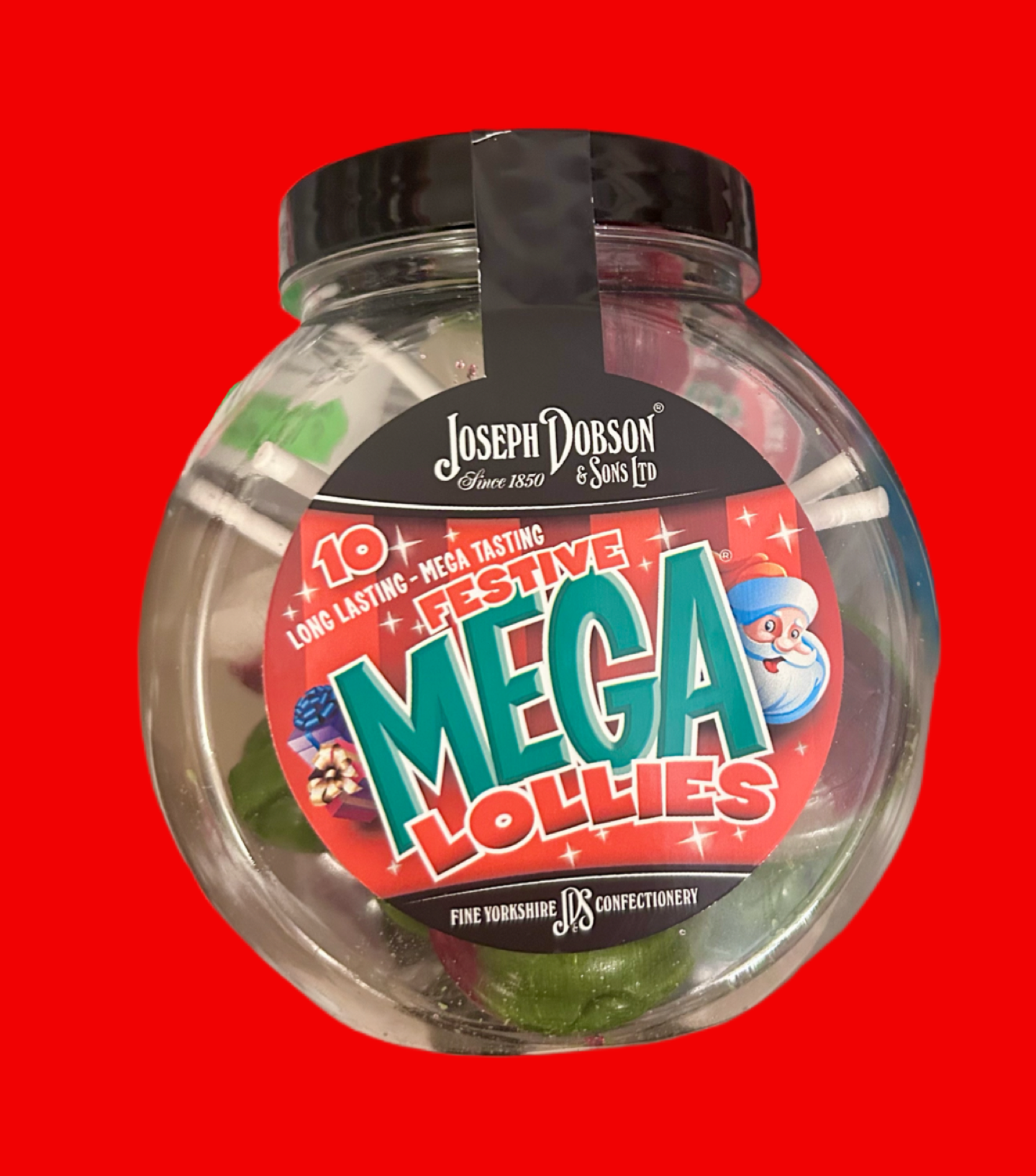 Jar of 10 festive Mega lollies