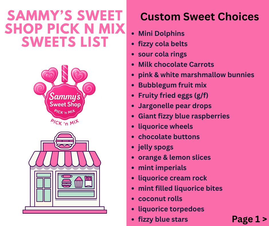 Custom or pre mixed pick n mix sweet box 1kg