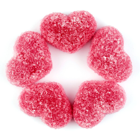 Fizzy strawberry hearts